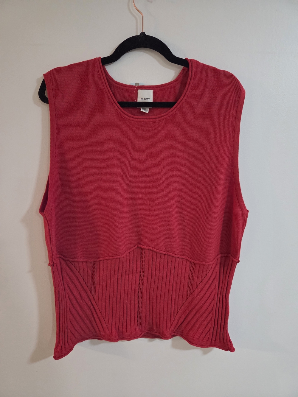 Maeve Red Sleeveless Knit Top